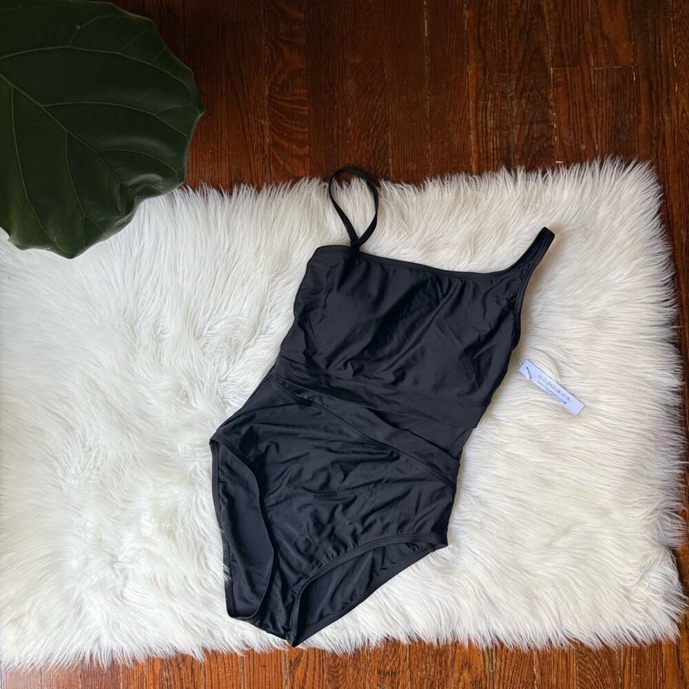 Bleu Rod Beattie Black One Piece Swimsuit Asymmetrical NWT 8